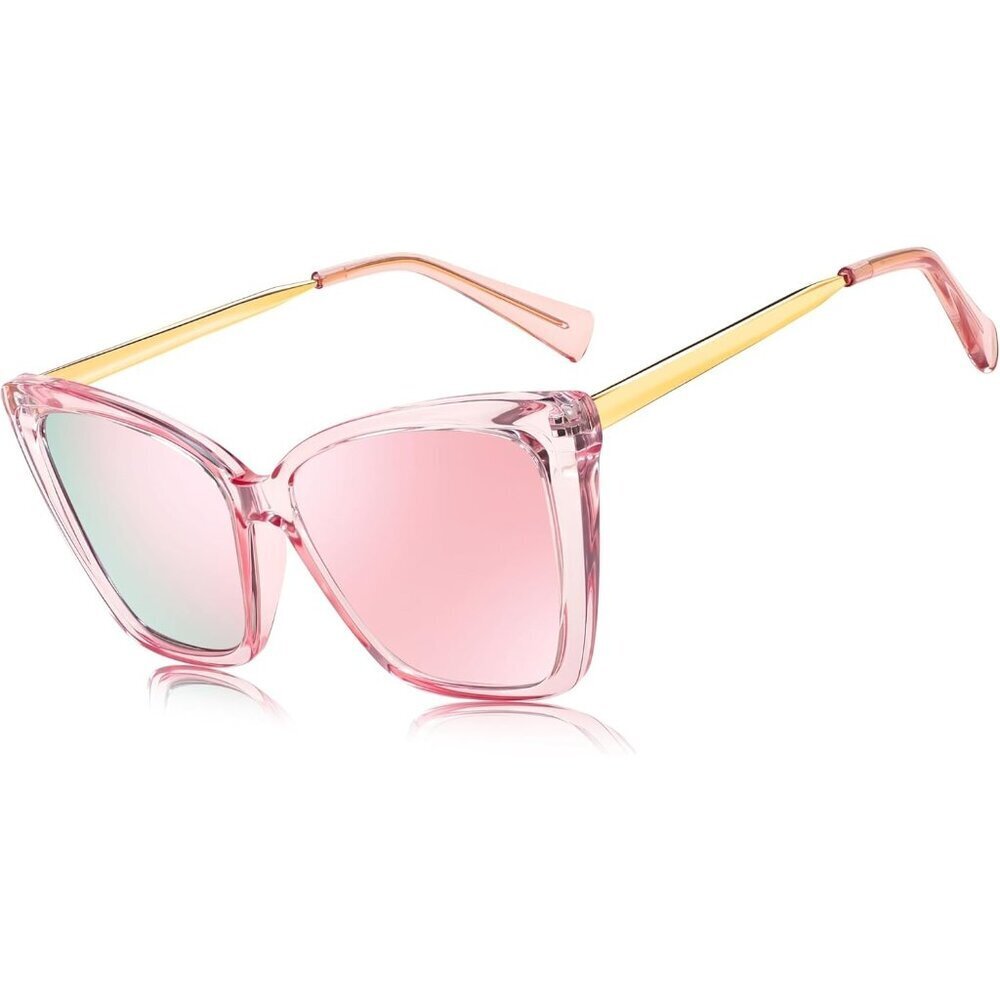 Women's Pink Trendy Polarized Classic Stylish Square Cat Eye Sun Glasses